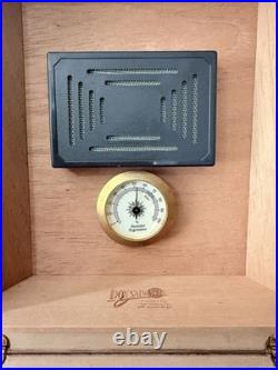 Don Salvatore Cigar Humidor Mahogany Cedar Beveled Glass Hygrometer Vintage