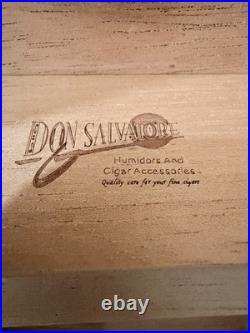 Don Salvatore Cigar Humidor Mahogany Cedar Beveled Glass Hygrometer Vintage