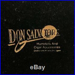 Don Salvatore Classic Desktop Cigar Humidor Ebony & Gold Finish Vintage Holds 25