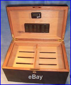 Don Salvatore Deluxe Ebony 150 Cigar Humidor Humidistat Humidifier Cedar Box