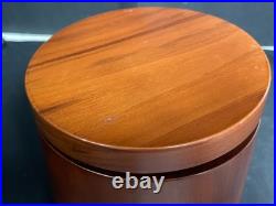 Dunhill Italy Round Walnut Wood Pipe Tobacco Humidor 5.25 high by 5 wide