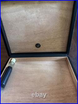 Dunhill Locking Black Genuine Leather Travel Cigar Humidor Made in Spain Withkey