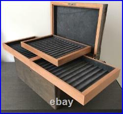 ELIE BLEU Bespoke Dove Grey Box for 46 Pens with Anthracite Grey Velvet lining