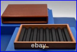 ELIE BLEU Palisander Box for 7 Pens with Black Leather Lining Made in France