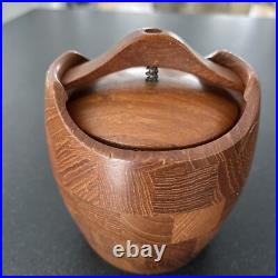 ESA Staved Teakwood Tobacco Storage Jar Humidor Denmark Mid Century Barrel Style ESA Staved Teakwood Tobacco Storage Jar Humidor Denmark Mid Century Barrel Style