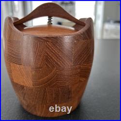 ESA Staved Teakwood Tobacco Storage Jar Humidor Denmark Mid Century Barrel Style ESA Staved Teakwood Tobacco Storage Jar Humidor Denmark Mid Century Barrel Style