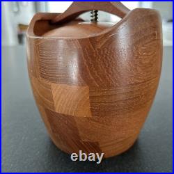 ESA Staved Teakwood Tobacco Storage Jar Humidor Denmark Mid Century Barrel Style ESA Staved Teakwood Tobacco Storage Jar Humidor Denmark Mid Century Barrel Style