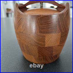 ESA Staved Teakwood Tobacco Storage Jar Humidor Denmark Mid Century Barrel Style ESA Staved Teakwood Tobacco Storage Jar Humidor Denmark Mid Century Barrel Style