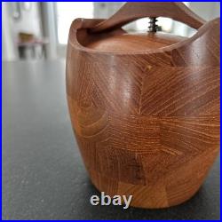 ESA Staved Teakwood Tobacco Storage Jar Humidor Denmark Mid Century Barrel Style ESA Staved Teakwood Tobacco Storage Jar Humidor Denmark Mid Century Barrel Style