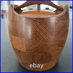 ESA Staved Teakwood Tobacco Storage Jar Humidor Denmark Mid Century Barrel Style ESA Staved Teakwood Tobacco Storage Jar Humidor Denmark Mid Century Barrel Style