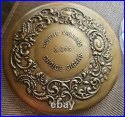 EUGENE VALLENS & CO's HUMIDOR CHOICE CIGARS 5 1/2tx5w Ribbed Glass Nickel Lid EUGENE VALLENS & CO's HUMIDOR CHOICE CIGARS 5 1/2tx5w Ribbed Glass Nickel Lid