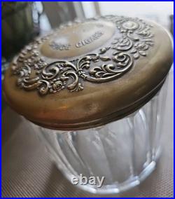 EUGENE VALLENS & CO's HUMIDOR CHOICE CIGARS 5 1/2tx5w Ribbed Glass Nickel Lid EUGENE VALLENS & CO's HUMIDOR CHOICE CIGARS 5 1/2tx5w Ribbed Glass Nickel Lid