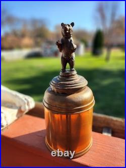 EXTREMELY RARE c. 1900-1940 Copper 13 Humidor With Grizzly Bear Lid GERMAN