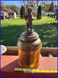 EXTREMELY RARE c. 1900-1940 Copper 13 Humidor With Grizzly Bear Lid GERMAN