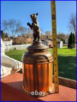 EXTREMELY RARE c. 1900-1940 Copper 13 Humidor With Grizzly Bear Lid GERMAN