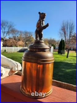 EXTREMELY RARE c. 1900-1940 Copper 13 Humidor With Grizzly Bear Lid GERMAN