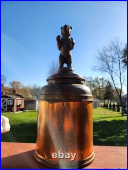 EXTREMELY RARE c. 1900-1940 Copper 13 Humidor With Grizzly Bear Lid GERMAN