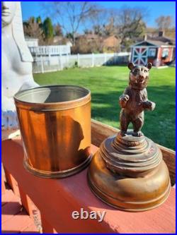 EXTREMELY RARE c. 1900-1940 Copper 13 Humidor With Grizzly Bear Lid GERMAN
