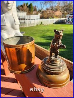 EXTREMELY RARE c. 1900-1940 Copper 13 Humidor With Grizzly Bear Lid GERMAN