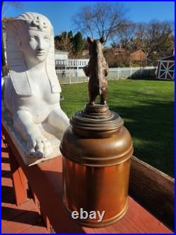 EXTREMELY RARE c. 1900-1940 Copper 13 Humidor With Grizzly Bear Lid GERMAN