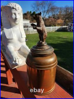 EXTREMELY RARE c. 1900-1940 Copper 13 Humidor With Grizzly Bear Lid GERMAN