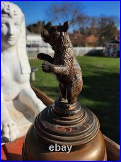 EXTREMELY RARE c. 1900-1940 Copper 13 Humidor With Grizzly Bear Lid GERMAN