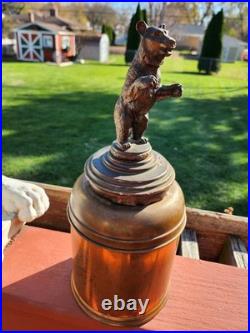 EXTREMELY RARE c. 1900-1940 Copper 13 Humidor With Grizzly Bear Lid GERMAN