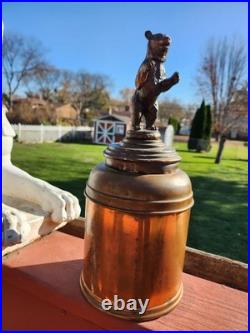 EXTREMELY RARE c. 1900-1940 Copper 13 Humidor With Grizzly Bear Lid GERMAN