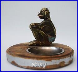 Early 1900 Black Forest Novelty Match Holder or Trinket Dish with Fish Ape Head