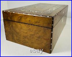Early Abalone Shell Inlaid French CIGAR (Cigares) Humidor Box Birdseye Maple