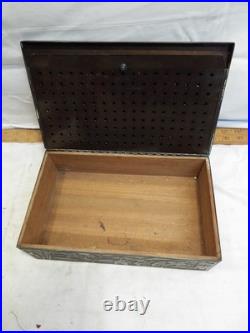 Early Bronze Cedar Wood Lined Humidor Cigar Box Ornate Art Nouveau
