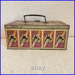 Early Passing Show Tin Lunch Box Style Tobacco Humidor Cigarette Case Old Cigar