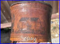 Early Wood Carved Tobacco Humidor Pennsylvania Dutch Pyrography North Carolina