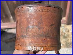 Early Wood Carved Tobacco Humidor Pennsylvania Dutch Pyrography North Carolina