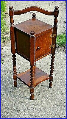 Edwardian Antique Arts & Crafts Smoke stand humidor accent table cabinet