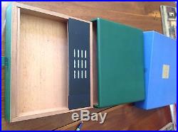 Eli Bleu Cigar travel humidor. Green leather in box