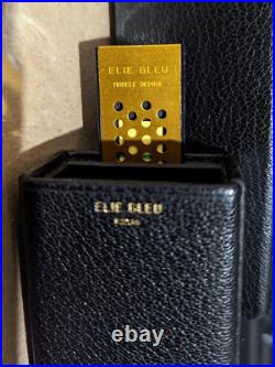 Elie Bleu Paris Personal Travel Cigar Humidor Case Black Leather Ellie Blue