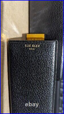 Elie Bleu Paris Personal Travel Cigar Humidor Case Black Leather Ellie Blue