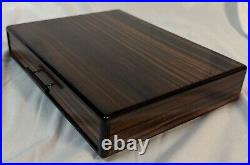 Elie Bleu Pen Box in Macassar Ebony Leather Lined for 7 Pens Drawer Style