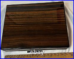 Elie Bleu Pen Box in Macassar Ebony Leather Lined for 7 Pens Drawer Style