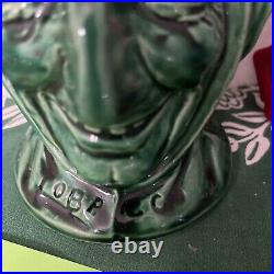 English Majolica Tobacco Jar Happy Face/Sad Face