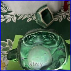 English Majolica Tobacco Jar Happy Face/Sad Face