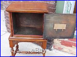 English Tudor Antique Arts & Crafts humidor smoke cigar stand cabinet Table