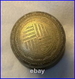 Engraved Brass Indian Humidor c1820-1940 British Empire Era Antique Used 6