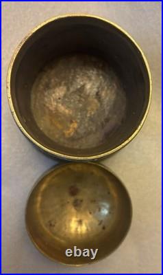 Engraved Brass Indian Humidor c1820-1940 British Empire Era Antique Used 6