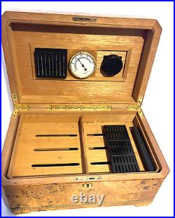 Exotic Cedar Cigar Desktop Humidor Birds Eye Maple Luxury Tabacco Storage