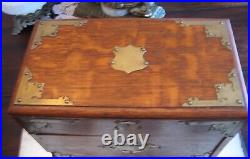 Exquisite Antique Oak/brass Pipe Tobacco Cabinet And Doulton Lambeth Humidor