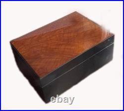 Exquisite Savinelli Italian 50 cigar humidor with burlwood and piano black