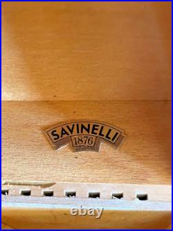 Exquisite Savinelli Italian 50 cigar humidor with burlwood and piano black