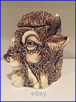 Fabulous Antique Majolica Tobacco Jar Of A Bison #3944